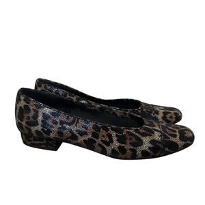 VANELI Soft Genuine Leather Suede Leopard Print Cap Toe Ballet Flats size 10N